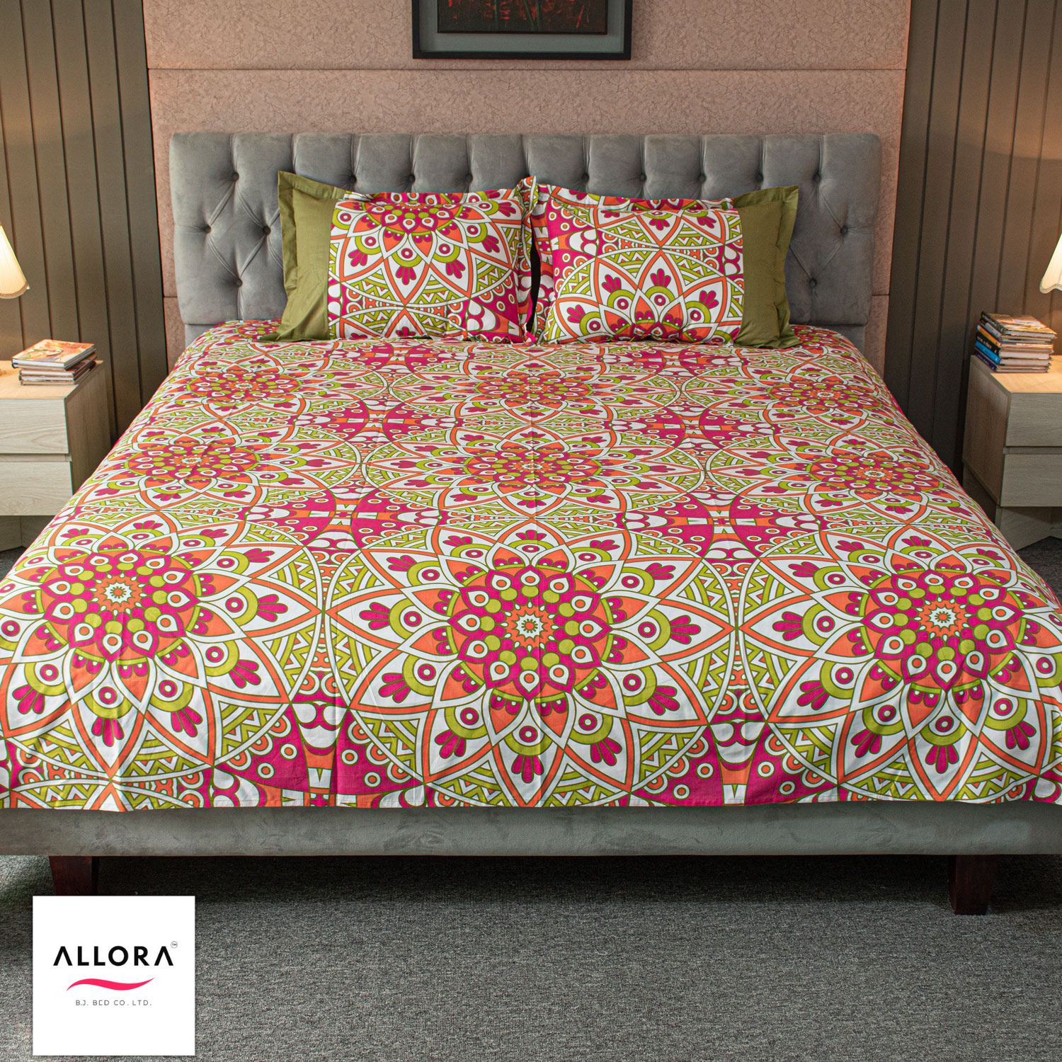 Alpana Print Bedsheet - Magenta ALLORA BDonline shop bangladeshothoba.com