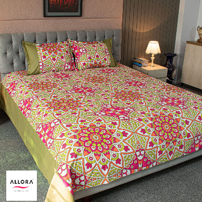 Alpana Print Bedsheet - Magenta ALLORA BDonline shop bangladeshothoba.com