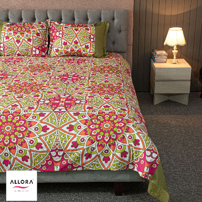 Alpana Print Bedsheet - Magenta ALLORA BDonline shop bangladeshothoba.com