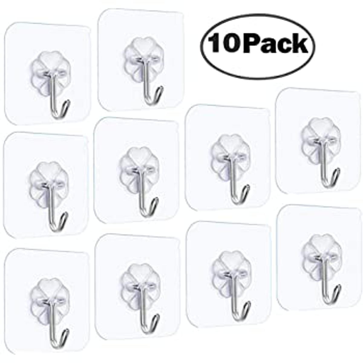 Picture of 10 pcs Hanger Hook For Bathroom Transparent Strong Self Adhesive Door Wall Hanger Hooks Suction Heavy Load Rack Cup Soccer