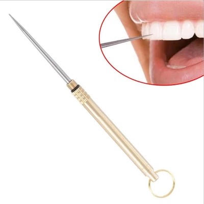Picture of Titanium Outdoor Gadget Edc Portable Multi-functional Toothpick Bottle Fruit Fork Camping Toothpick Tube