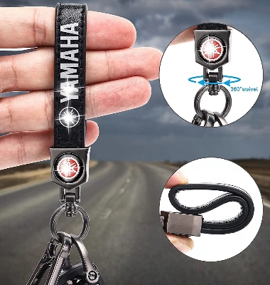 Picture of Key Ring For Bike / Key Chain / Bike Leather Key Ring / Motorcycle Accessories Rainbows Leather Keychain Compatible With Yamaha Key Chain Car Logo Key Chain Accessories Keyring With Logo With Phone Number Plate - Key Ring - চাবির রিং