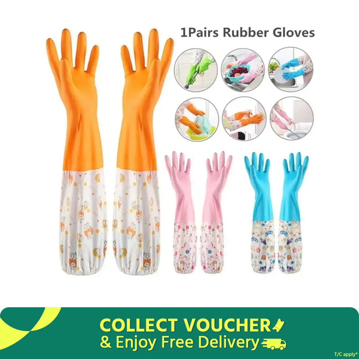 Picture of High Quality Silicone Dish Washing Kitchen Hand Gloves (Multicolor)