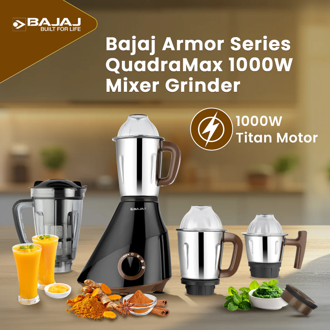 Picture of Bajaj Armor Series QuadraMax 4 Jar 1000W Mixer Grinder