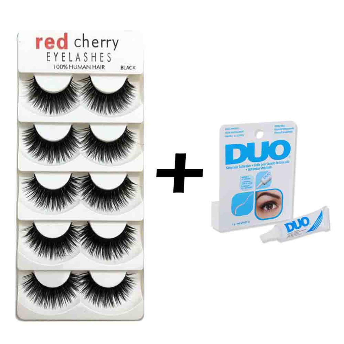 Picture of Red Cherry False Eyelashes Natural Long Eye Lashes Extension Makeup Professional Faux Eyelash-5 Pair With Eyelash Glue - Eyelash
