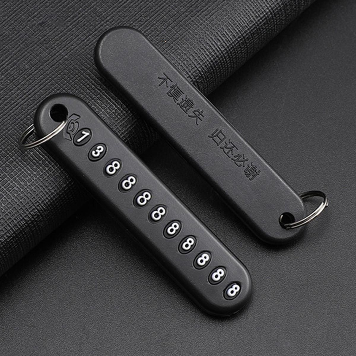 Picture of Anti-Lost Car Key Pendant Split Rings Keychain Phone Number Card Keyring Auto Vehicle Key Chain Car Accessories