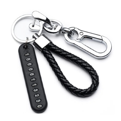 Picture of Anti-Lost Car Key Pendant Split Rings Keychain Phone Number Card Keyring Auto Vehicle Key Chain Car Accessories