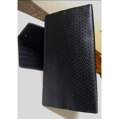 Picture of Stylish Pure Leather Money Bag Long Wallet For Men - Black