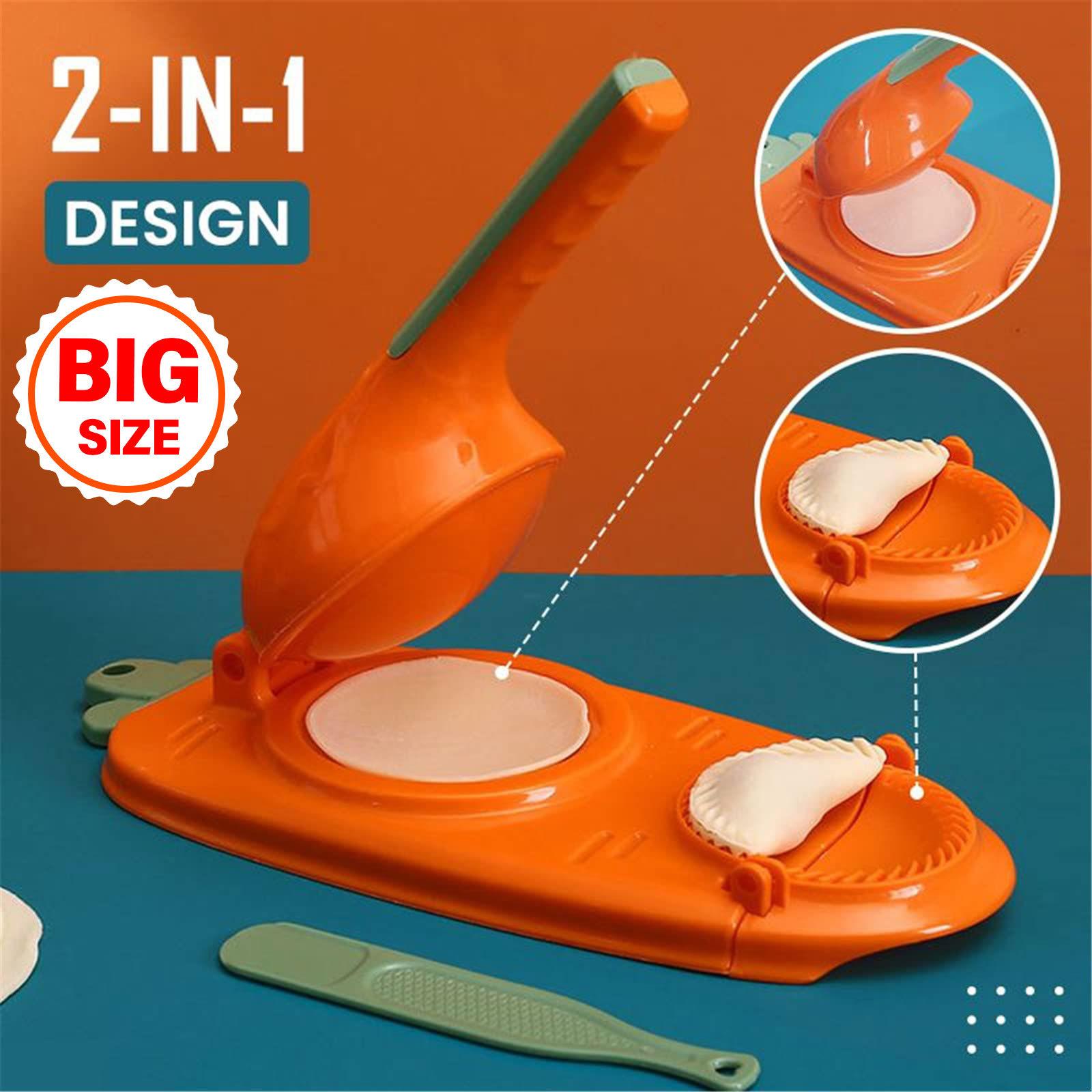 Picture of 2-in-1 Dumpling Maker Pitha Maker, Manual Dough Presser Dumpling Wrapper Mold Dough Pressing Tool Kitchen Pastry Baking Tool accessories