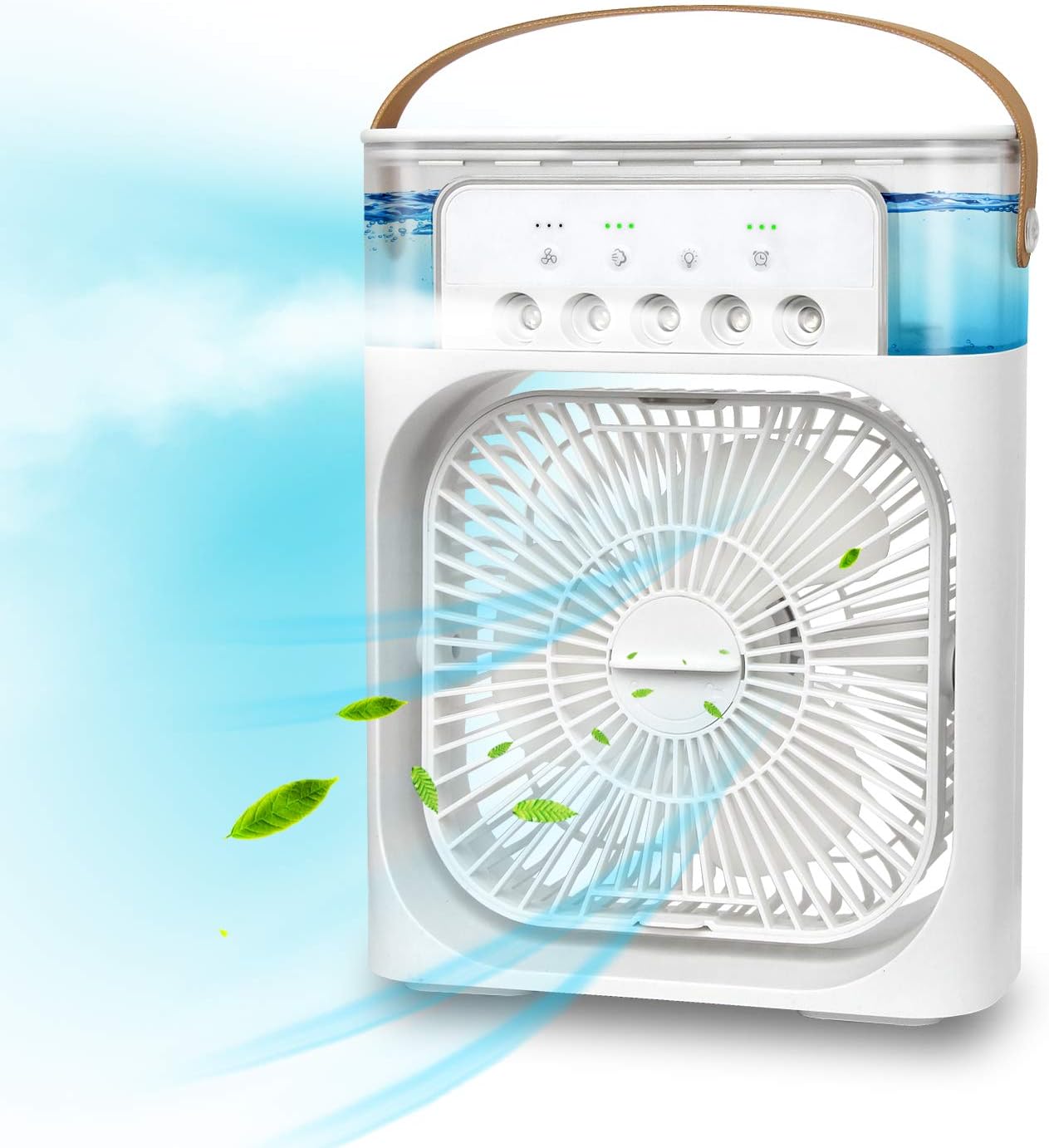 Picture of Portable Air Cooler Fan 3 in 1 Mini Portable Fan Humidifier with 7 Colors LED - 600ml Water Tank Mini AC Fan