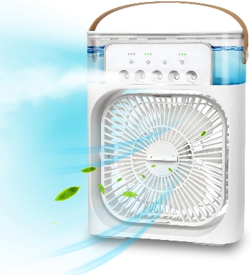 Picture of Portable Air Cooler Fan 3 in 1 Mini Portable Fan Humidifier with 7 Colors LED - 600ml Water Tank Mini AC Fan