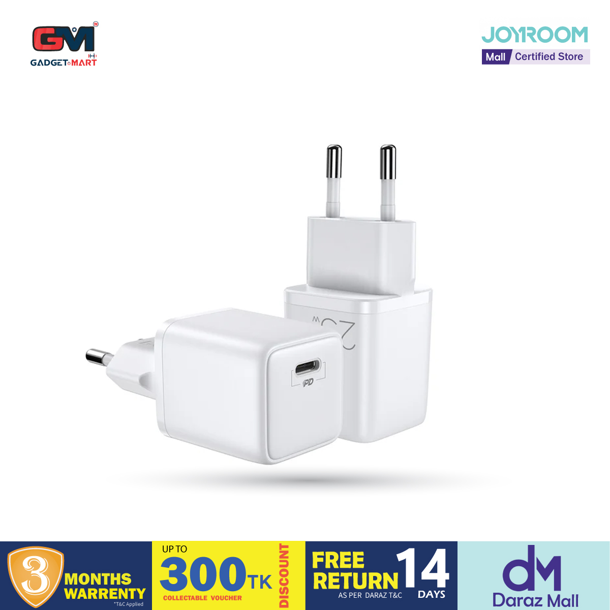 Picture of Joyroom L-P251 Fast USB Type C 25W 3A Wall Charger  -  White (EU Plug) Picture of Joyroom L-P251 Fast USB Type C 25W 3A Wall Charger  -  White (EU Plug)
