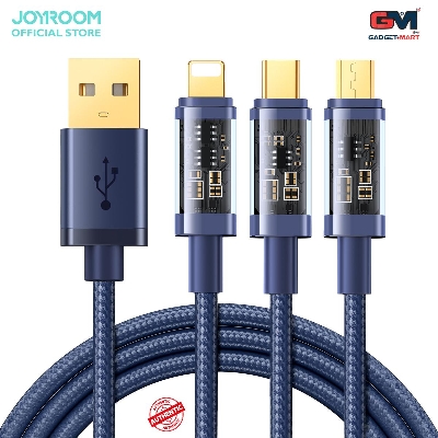 Picture of Joyroom S-1T3015A5 3.5A 3-in-1 Data Cable (USB-A to Lightning+Type-C+Micro) 1.2m- Blue