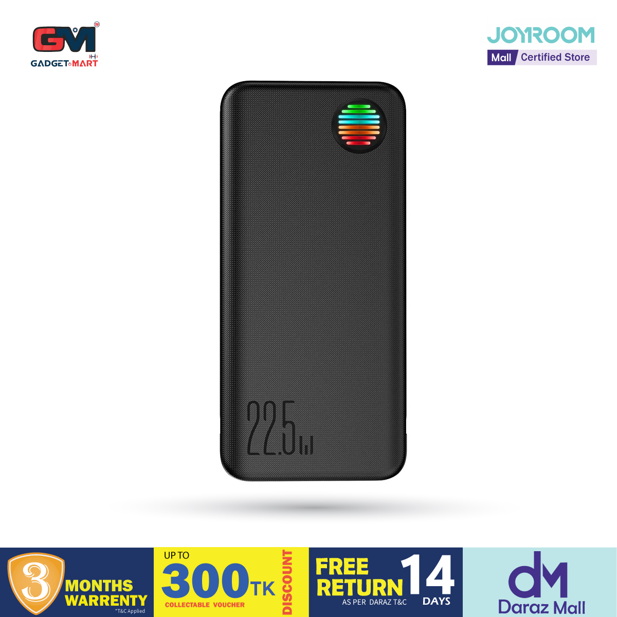 Picture of Joyroom JR-L015 22.5W Power Bank with Dual Cables & Troch Light 20000mAh Big Capacity External Charging Battery