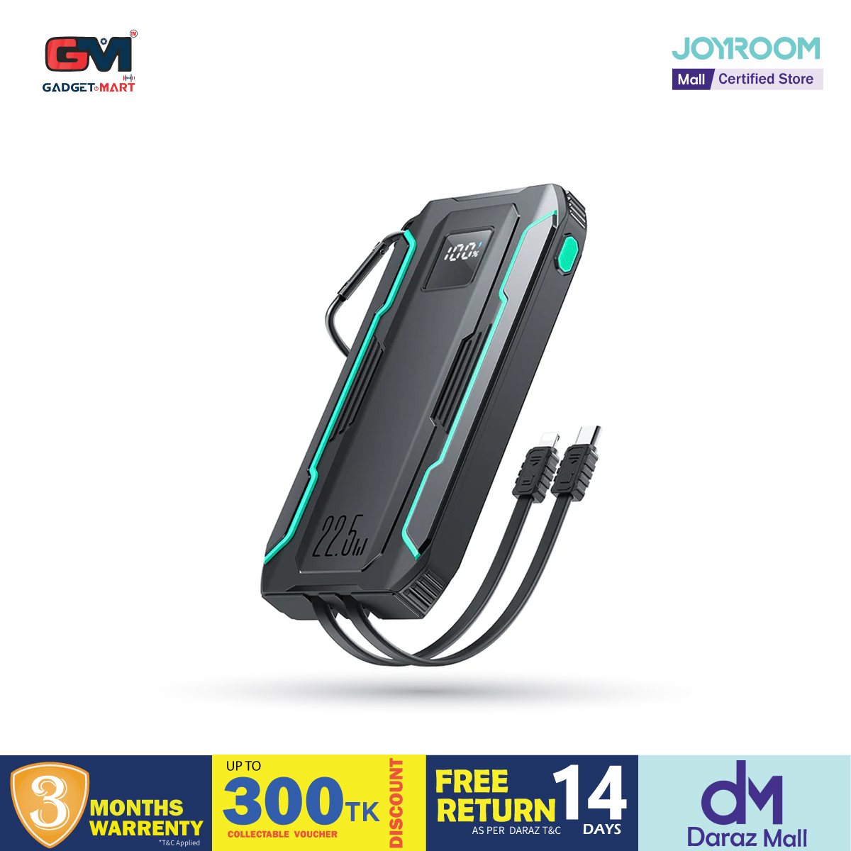 Picture of JOYROOM JR-L017 22.5W 10000mAh with Dual Cables Travel Friendly Power Bank - Black Picture of JOYROOM JR-L017 22.5W 10000mAh with Dual Cables Travel Friendly Power Bank - Black
