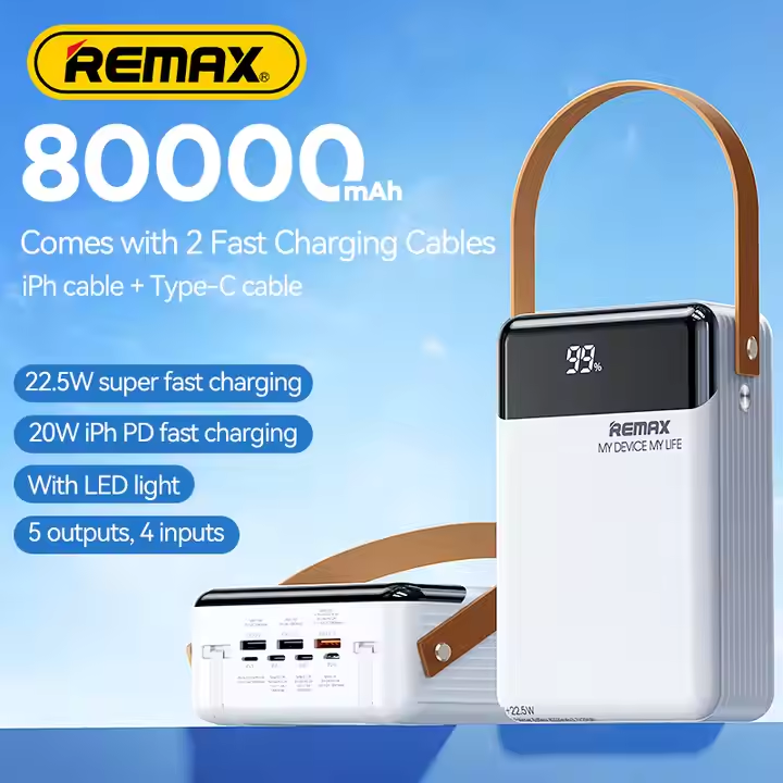 Picture of REMAX RPP-566 LESU II Series 20W+22.5W Cabled FAST CHARGING 80000mAh Power Bank Picture of REMAX RPP-566 LESU II Series 20W+22.5W Cabled FAST CHARGING 80000mAh Power Bank