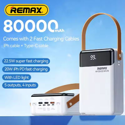 Picture of REMAX RPP-566 LESU II Series 20W+22.5W Cabled FAST CHARGING 80000mAh Power Bank Picture of REMAX RPP-566 LESU II Series 20W+22.5W Cabled FAST CHARGING 80000mAh Power Bank
