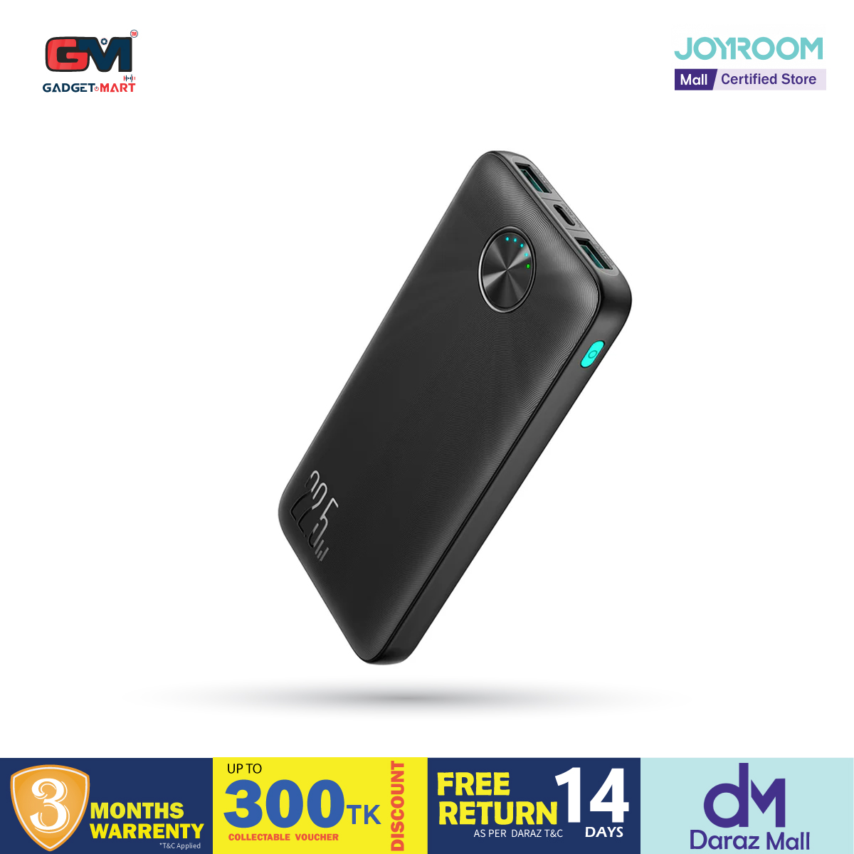 Picture of JOYROOM JR-PBF15 22.5W 10000mAh LED Fast Charging Power Bank with Cable - Black