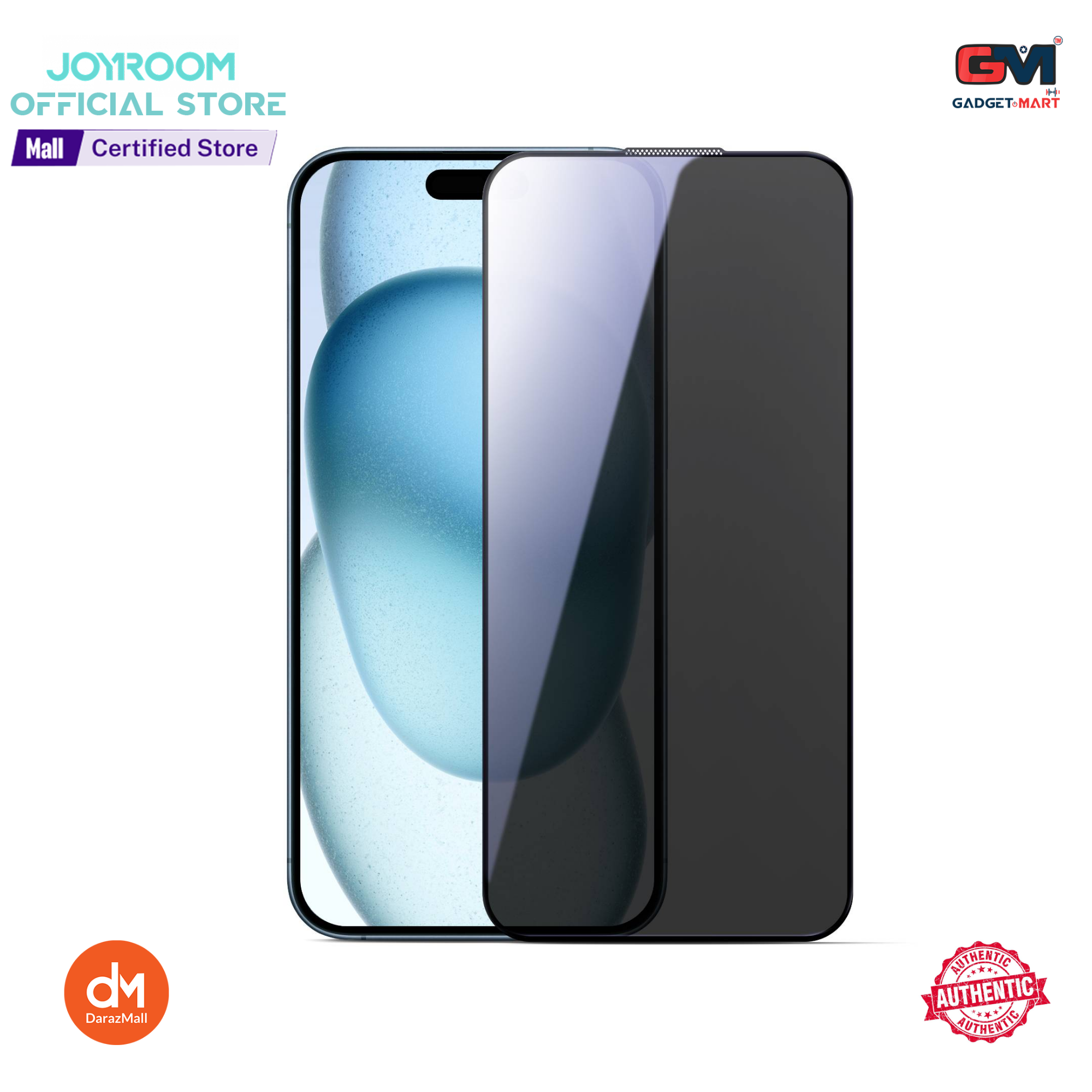 Picture of Joyroom JR-MLG0281 Tempered Glass Screen Protector (2.5D Full Screen with Black Edge) for iPhone 16 Pro (Privacy+Dustproof)