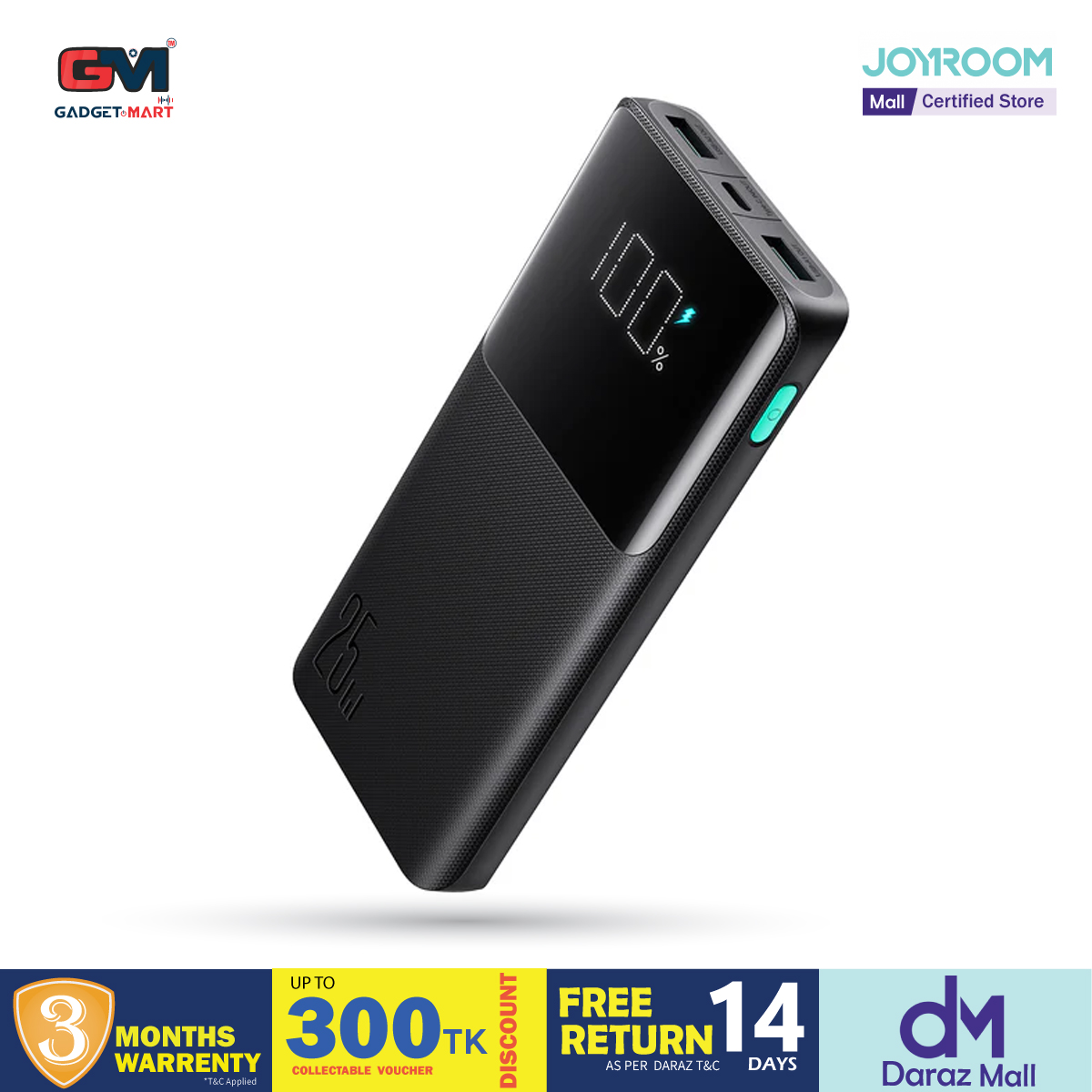 Picture of Joyroom JR-PBF20 Digital Display 25W Fast Charge Mobile Powerbank 10000mAh - Black