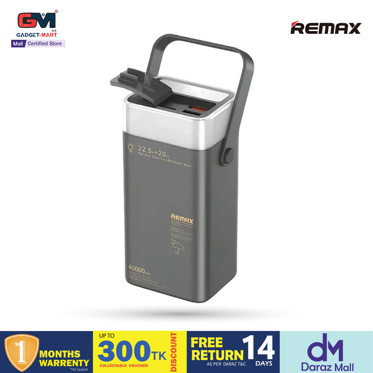 Picture of Remax RPP-596 Fluorite Series 40000mAh 20W+22.5W PD+QC Outdoor Colorful LED Fast Charging Power Bank