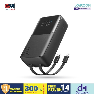 Picture of Joyroom JR-PBC06 30W 10000mAh Mini Power Bank with Dual Cables - Black