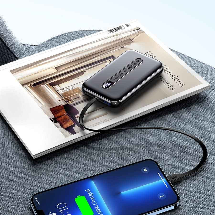Picture of JOYROOM JR-L001 Ultra Slim 20W Power Bank 10000mAh With Type-C cable- Black