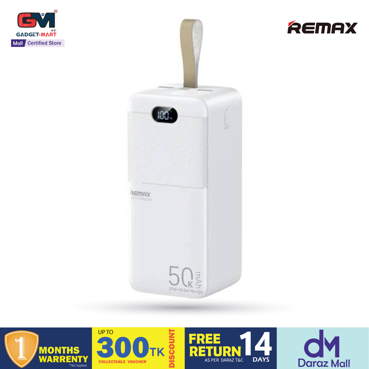 Picture of Remax RPP-117 Piloteer Series 50000mAh 27W Fast Charging (PD 27W+QC 22.5W) Power Bank - White
