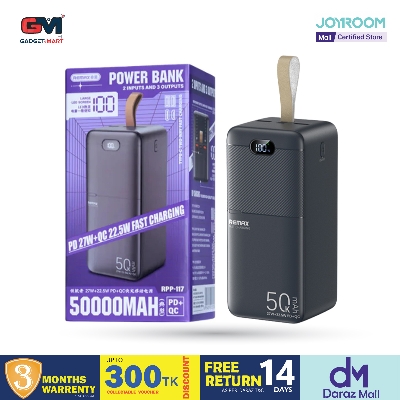 Picture of Remax RPP-117 Piloteer Series 50000mAh 27W Fast Charging (PD 27W+QC 22.5W) Power Bank - Black