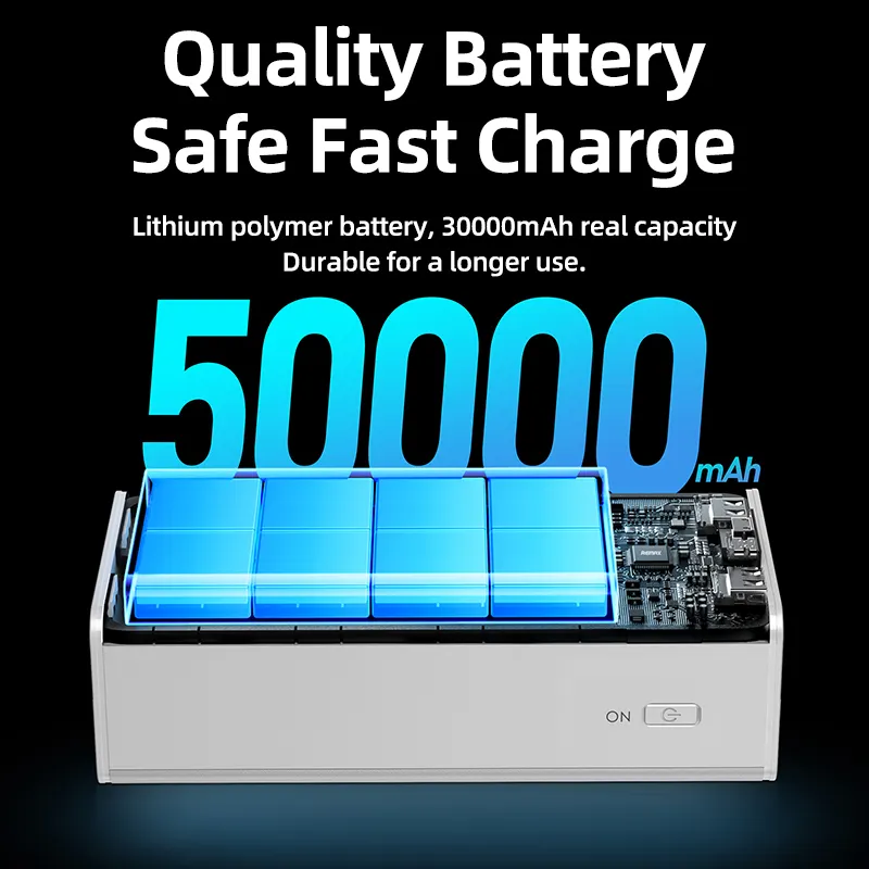 Picture of Remax RPP-321 PD20W+QC22.5W Fast Charging Portable 50000mAh Digital LED Power Bank- Black