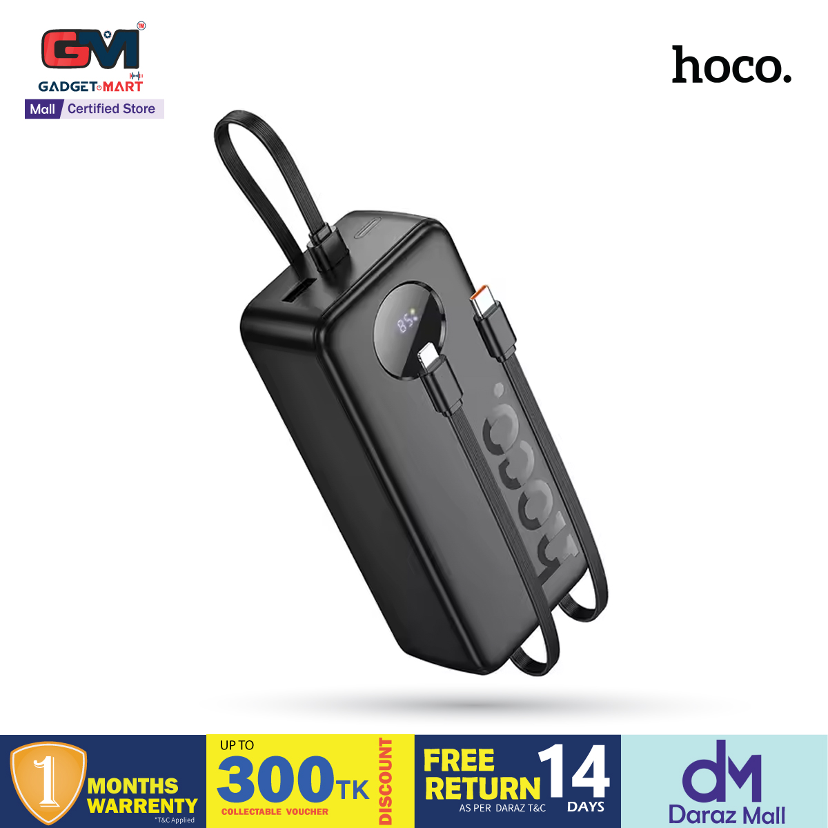 Picture of HOCO J132B 30000mAh 22.5W+PD20W Fast Charging Adapter Travel Power Bank With 3 Cables