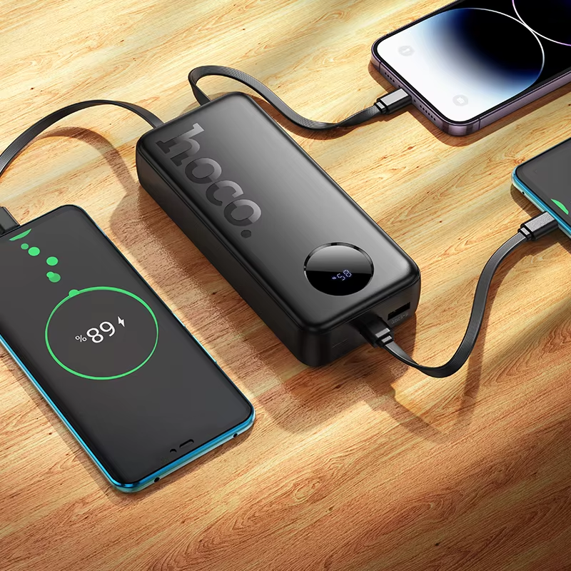 Picture of HOCO J132A 22.5W+PD20W Portable High Capacity Fast Charging  20000mAh Power Bank With 3 Cables - Black