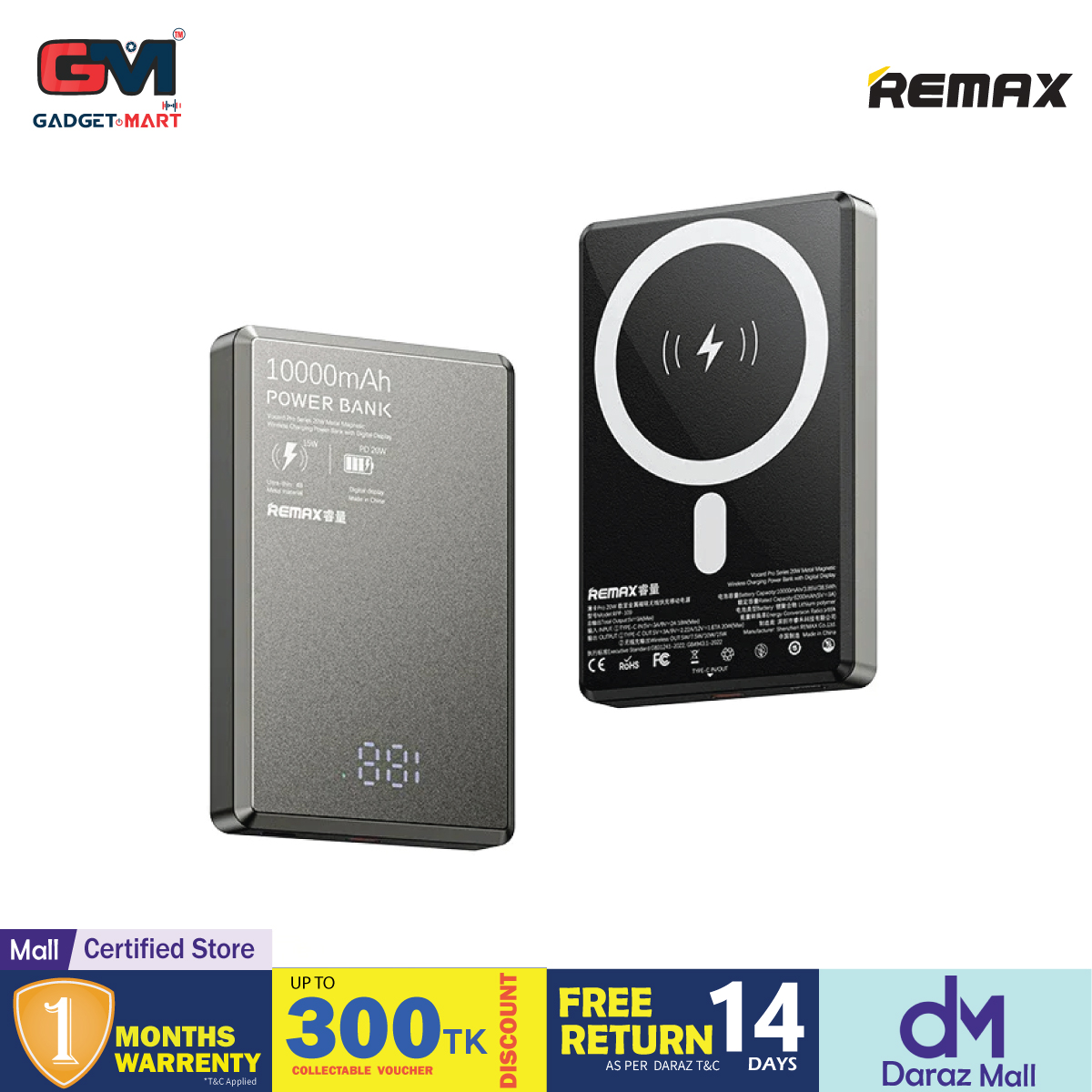 Picture of REMAX RPP-109 Vocard Pro Series Ultra Slim 20W PD Magnetic Wireless Metal Body 10000mAh Power Bank - Grey Picture of REMAX RPP-109 Vocard Pro Series Ultra Slim 20W PD Magnetic Wireless Metal Body 10000mAh Power Bank - Grey