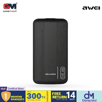 Picture of Awei P20K 2.4A Fast Charging Slim Looking 10000mAh PowerBank With Dual Output