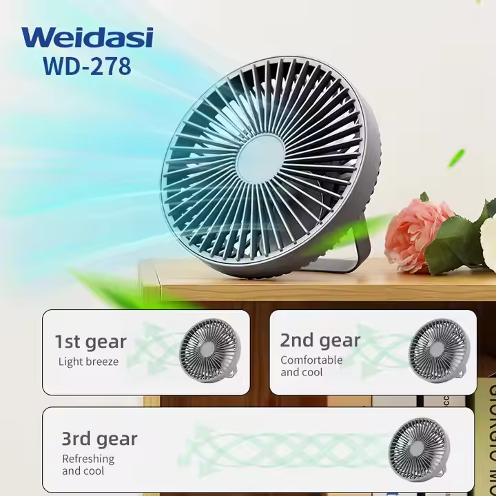 Picture of Weidasi WD-278 Portable 3 Speed Table Fan Powerful Air Cooler Stand Ceiling Camping Fan Desktop Fan