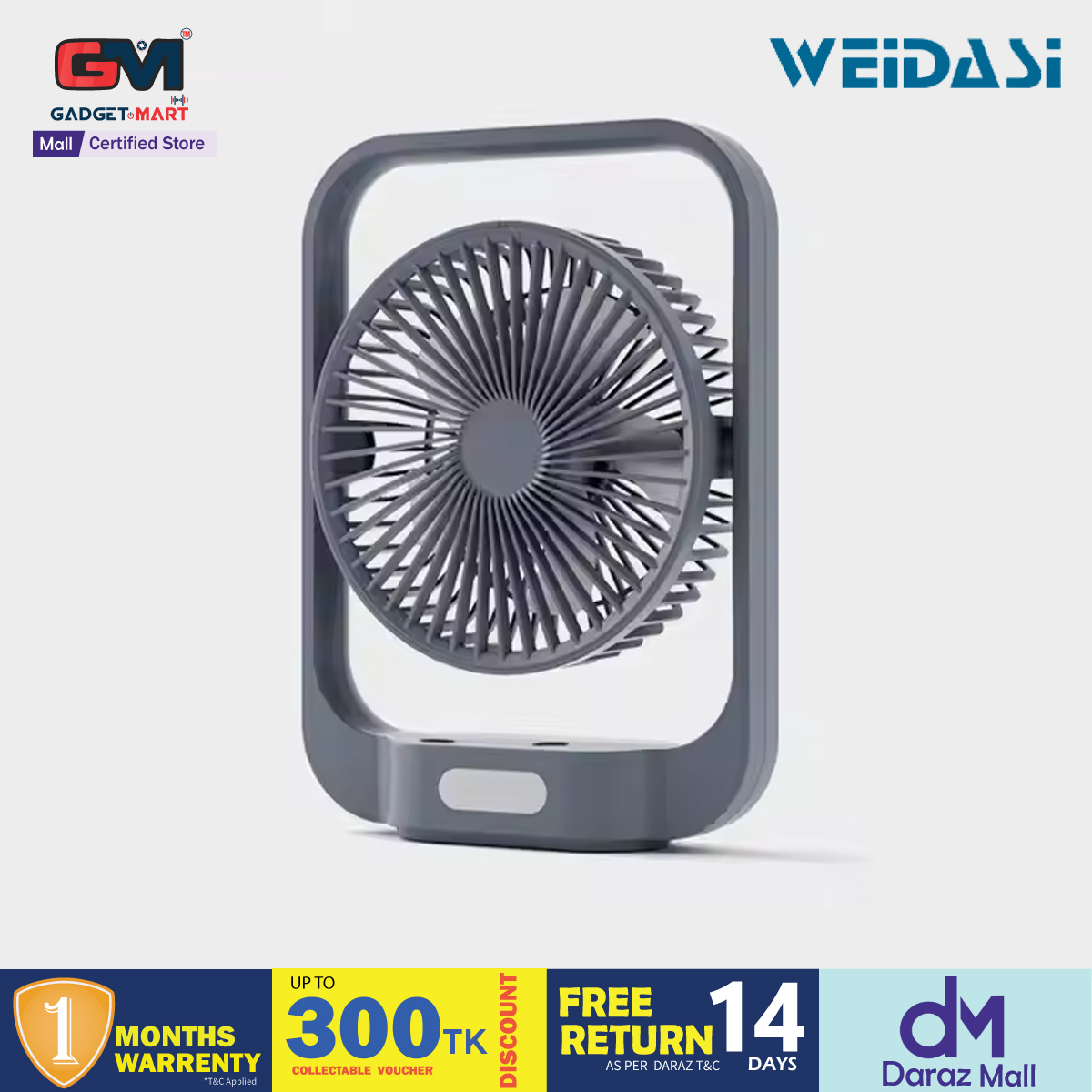 Picture of Weidasi New Small Fan Household Rechargeable C Interface Table Hanging Handheld Hung Ceiling 4 in 1 Multi-function Mini Fan