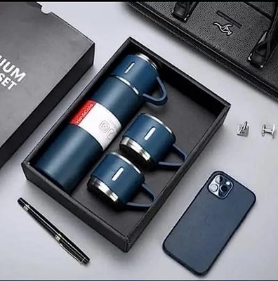 Picture of Vacuum Flask Gift Set -Vacuum Flask Set with 3 Cups/ Stainless Steel Vacuum Flask Set/ Coffee Mug/ Tea Mug/ Travel Mug with 3 cups