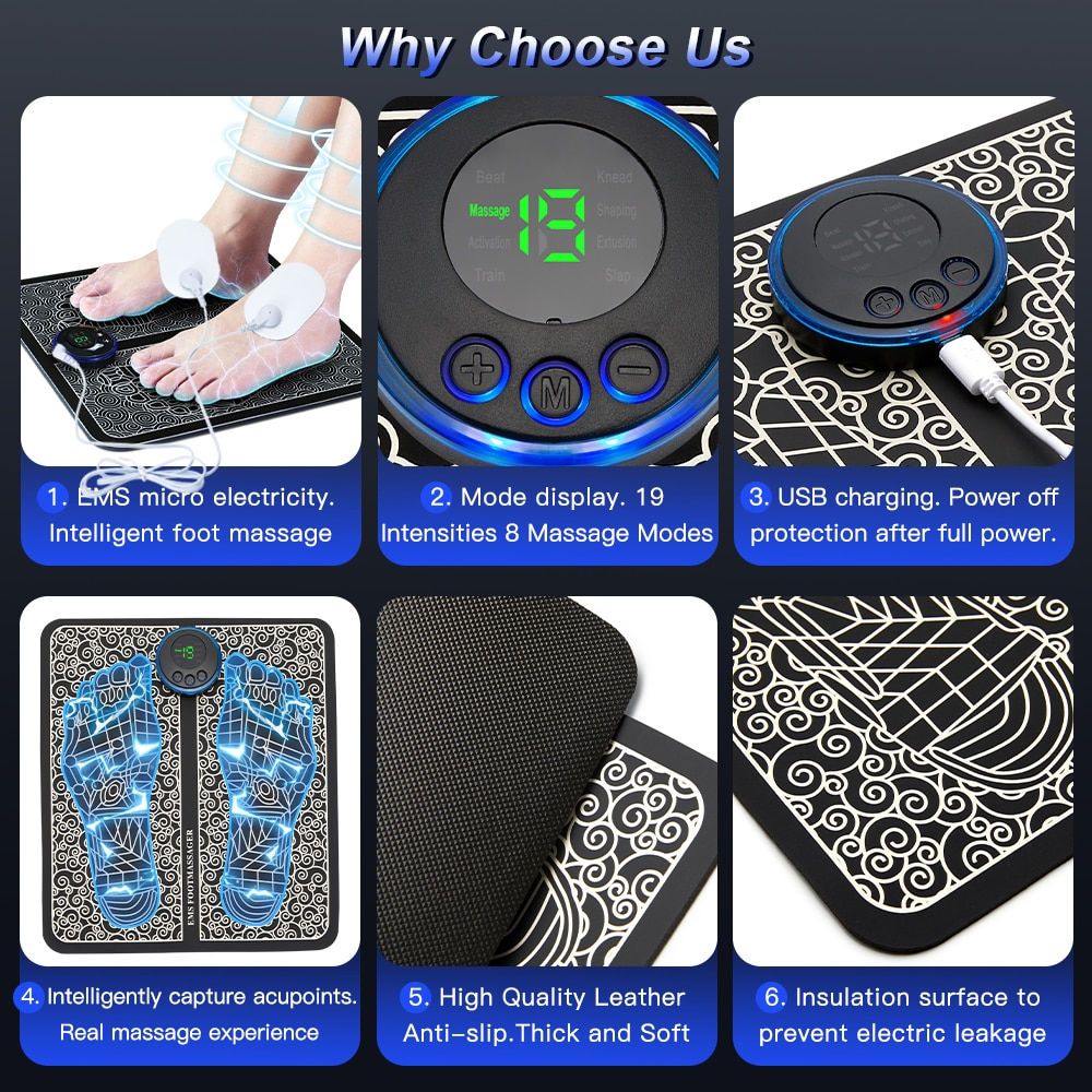 Picture of 2 in 1 body and foot tharpay, Electric Foot Massager Rechargeable Fully Automatic Circulation Foot Massage Pad