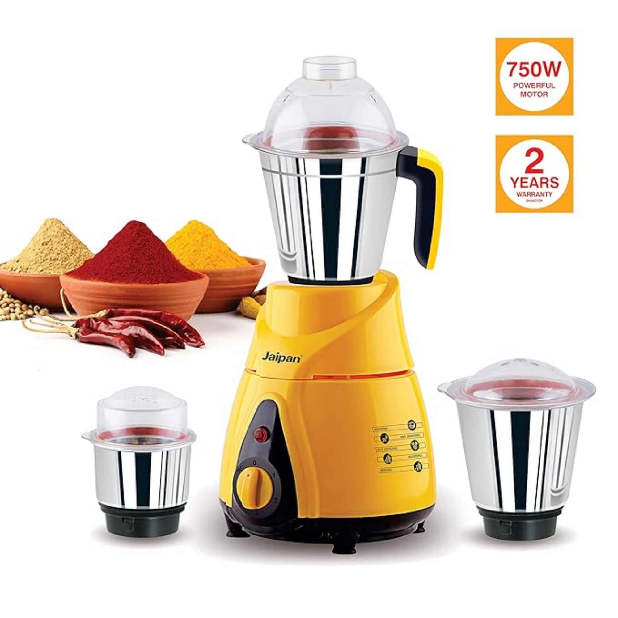 Picture of Original Indian Jaipan Butler 850 watts mixer grinder, Superfast Grinding & Blending, heavy-duty professional grade large jar & blades