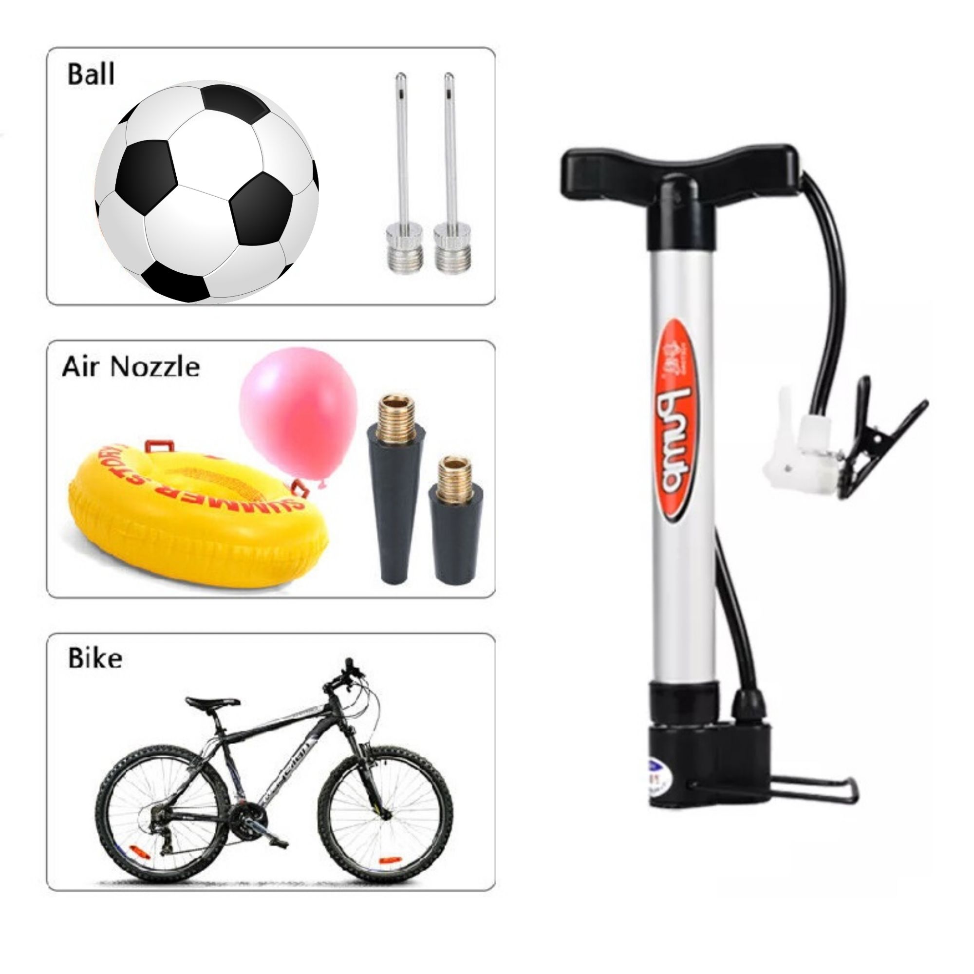 Picture of Pumper 3 in 1 Mini Hand Pumper for Football, Balloons and Bicycle Tires