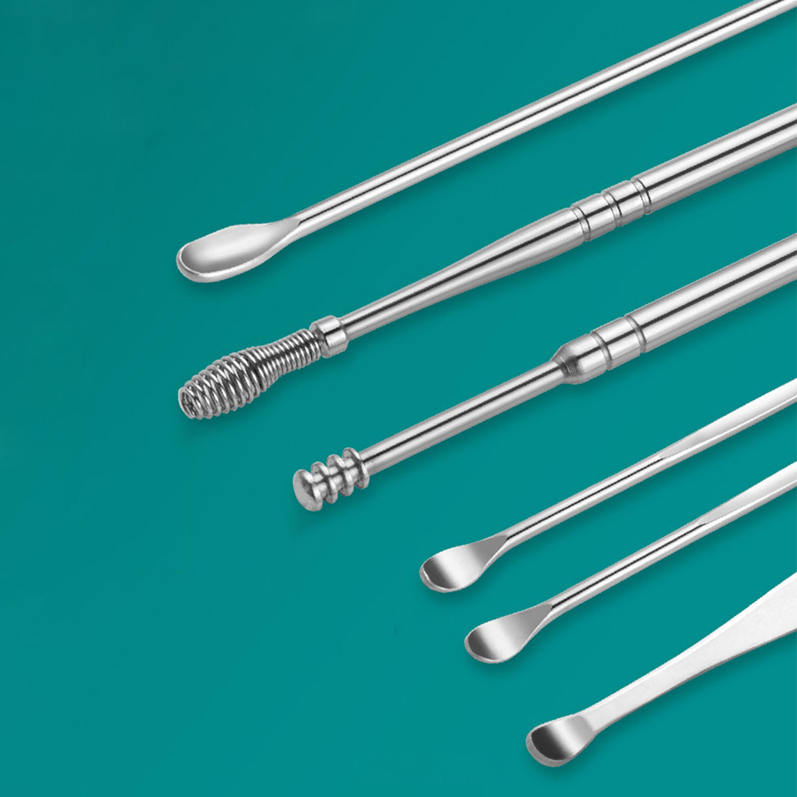 Picture of 6 Pcs Ear Cleaner - Ear Cleaner Wax Removal Tools, Earpick Sticks, Earwax Remover Curette, Ear Pick Cleaning Cleanser Spoon, Earpick With Storage case