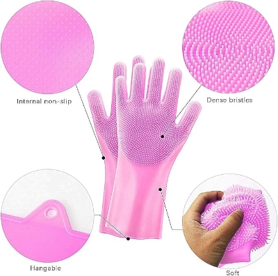 Picture of Kitchen Magic Silicon Hand Gloves || Dog, Cats Shower Hand Gloves