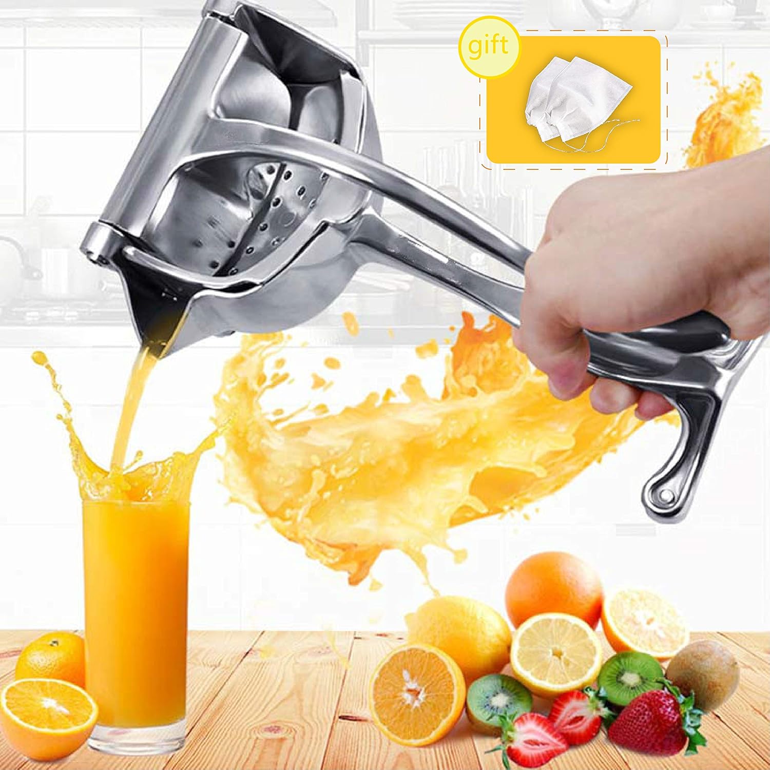 Picture of Hand Press Fruit Juicer - Manual juicer, Portable Manual juicer Squeezer, Hand Pressure Pomegranate, Orange, Lemon, Sugar Cane Juice, Kitchen Fruit Juicer