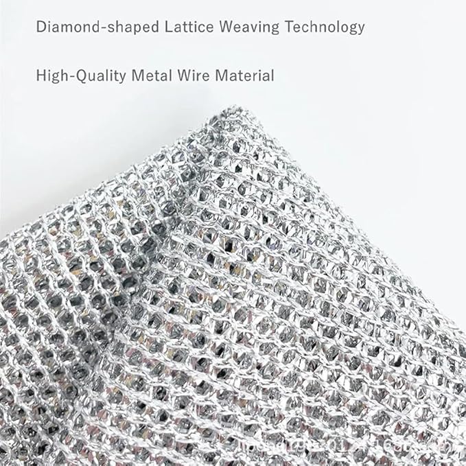 Picture of Multifunctional Non-Scratch Wire Dishcloth - Wire Mesh Knit Cleaning Cloth, Wire Dishwashing Rags, Washing for Dishes, Sinks, Counters, Stove Tops, Easy Rinsing, Machine Washable