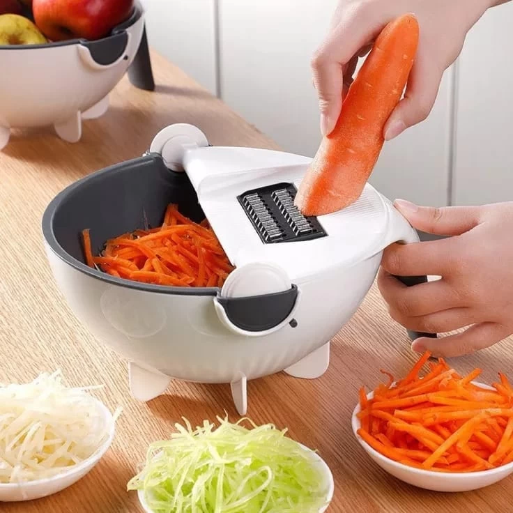 Picture of Magic Multifunction Vegetable Cutter with Drain Basket Kitchen Vegetable Fruit Chopper Grater
