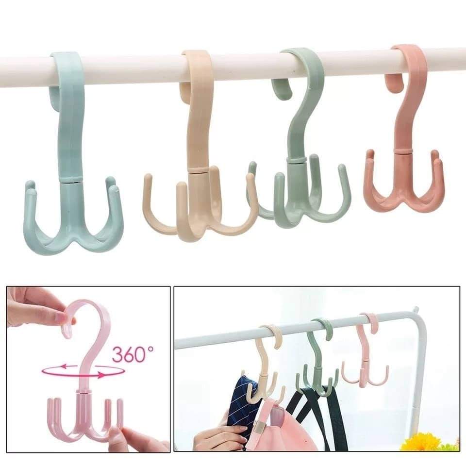 Picture of 360° Rotating Clothes Hooks, Multifunctional Storage Rack, Hanging Closet Organizer, Spiral Hangers, Space Saving, Nail-Free