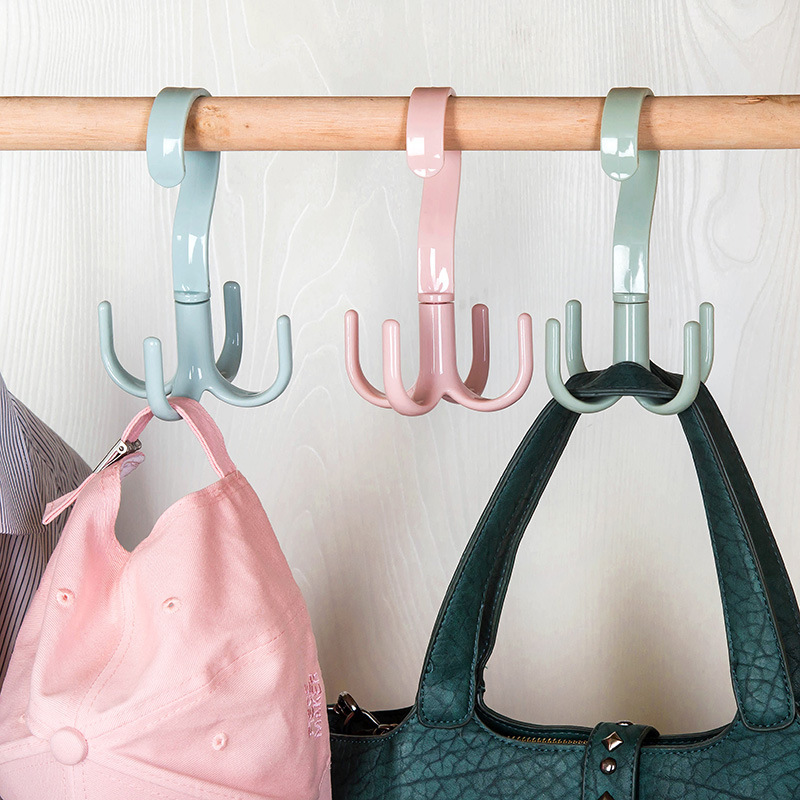 Picture of 360° Rotating Clothes Hooks, Multifunctional Storage Rack, Hanging Closet Organizer, Spiral Hangers, Space Saving, Nail-Free