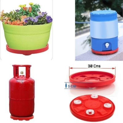 Picture of Multifunctional Trolley - Cylinder Trolley Easily Movable Stand with Wheels, Gas Trolley, LPG Cylinder Stand, Water Bottle Trolley, Flower Pot Stand