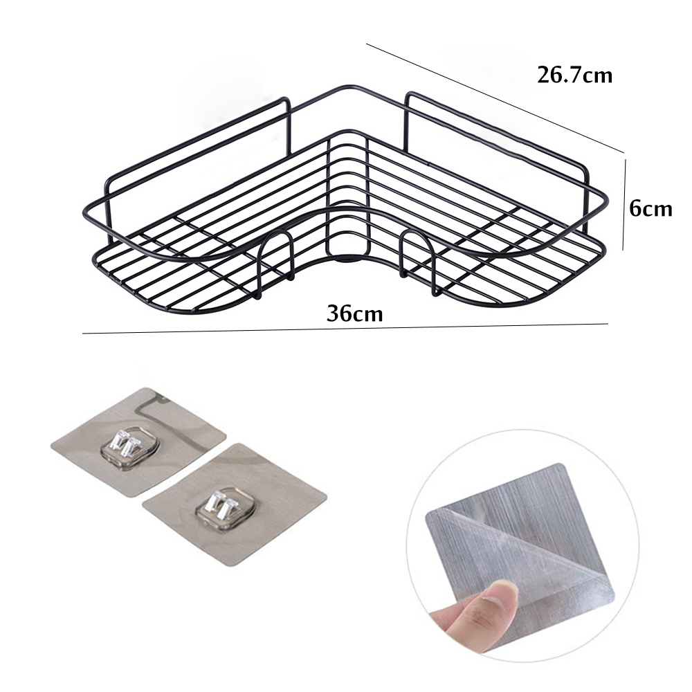 Picture of Wall Hanging Kitchen Storage Rack - Wrought Iron Storage Rack Corner Bathroom Storage Rack Bathroom Wall Hanging Kitchen Storage Rack Kitchen Perforation-Free Storage Rack