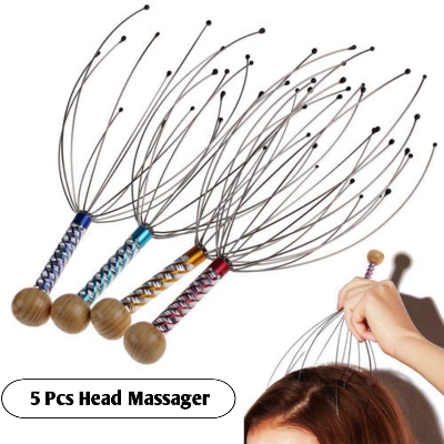 Picture of 5Pcs 12 Finger Head Relax Massager Hair Held SPA Scalp Neck Stress Relief Massage Release Head Physician Steel Ball Massager